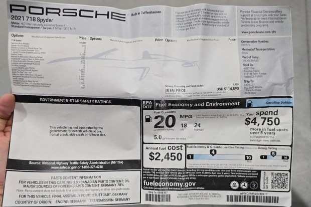 No Reserve: 2021 Porsche 718 Spyder