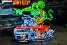 No Reserve: Neon Rat Fink “Heavy Chevy” Sign